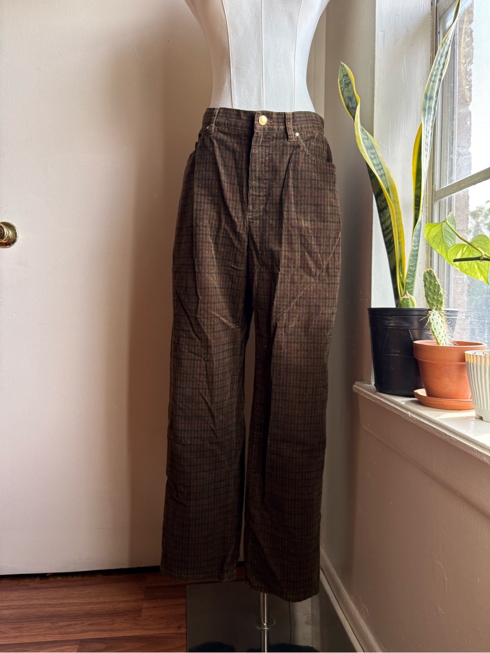vintage ralph lauren 90s plaid corduroy pants